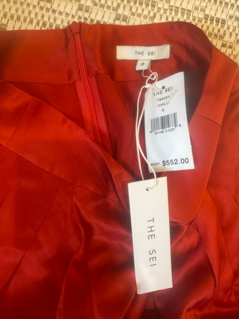 The Sei high rise silk pants in red chilli - Size 0